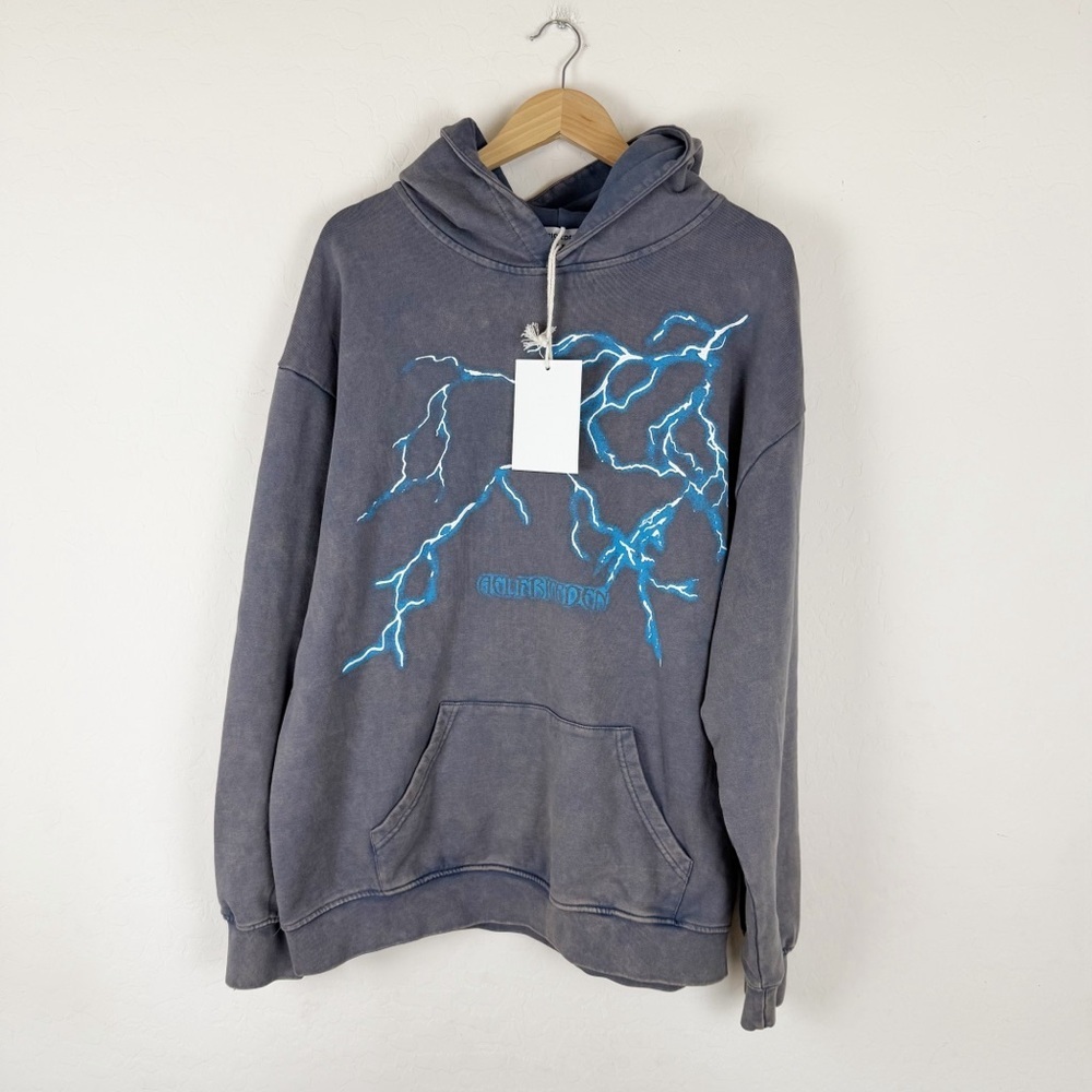 Aelfric Eden Washed Lightning Print Hoodie - Picture 3 of 9